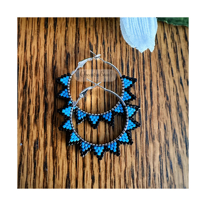 Blue Spike Hoop Earrings