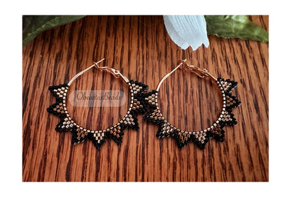 Bronze and Gold Spike Hoop Earrings