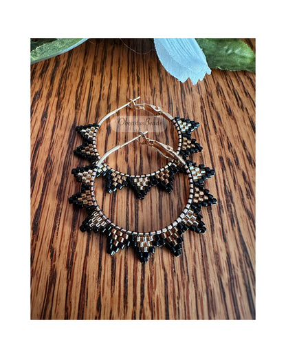 Bronze and Gold Spike Hoop Earrings