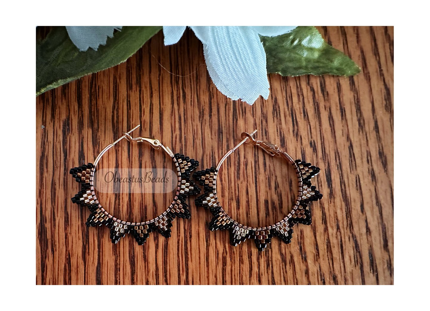 Bronze and Gold Spike Hoop Earrings