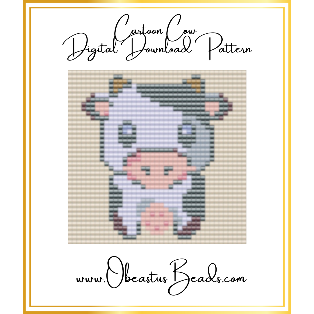 Cartoon Cow Loom Beading Pattern - Digital Download PDF